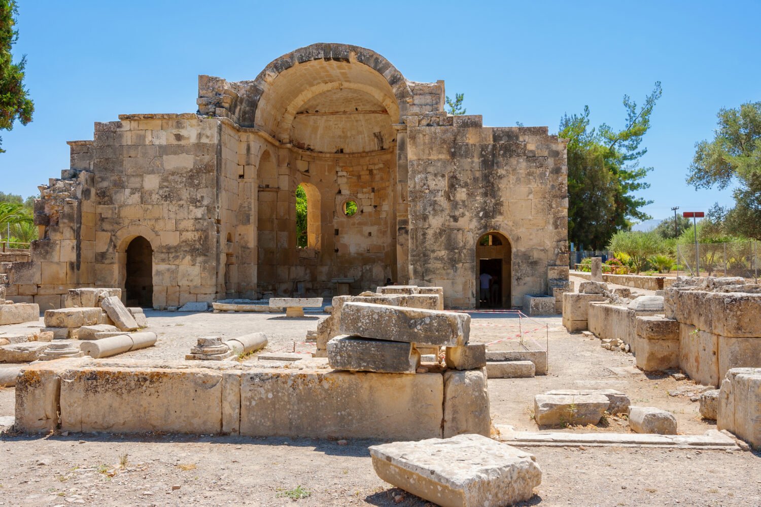 Römische Basilika Agios Titos in der antiken Stätte Gortyn. Messara-Ebene, Kreta, Griechenland 