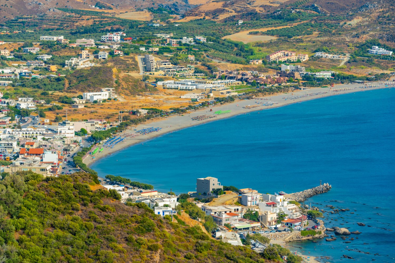 Panorama view of Greek town Plakias